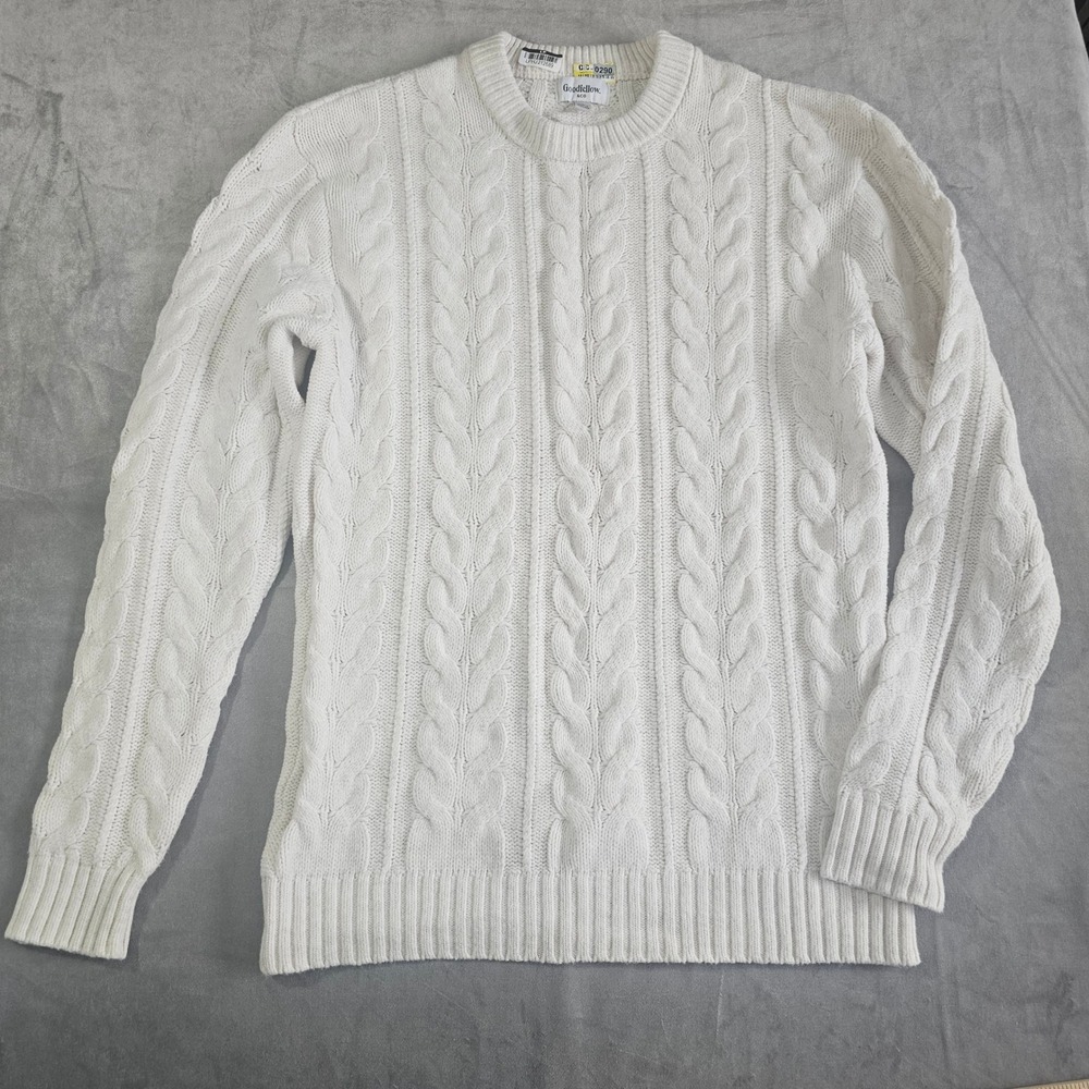 Goodfellow & Co Mens Cream White Cable Knit Crew Neck Pullover Sweater Size M - Picture 7 of 7